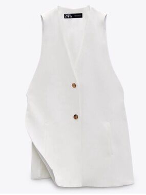 ZARA soft cream Sleeveless Buttoned Tailored Vest